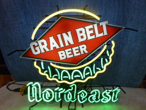 lot 3 image: Grain Belt Beer Neon Sign