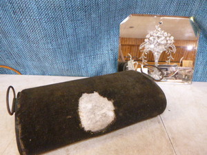 lot 32 image: Antique Etched Mirror and Foot Warmer