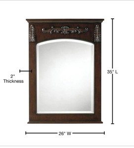lot 21 image: New 26 in. W x 35 in. H Framed Rectangular Bathroom Vanity Mirror in Antique Cherry