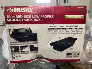 lot 46 image: New Husky 61.86 in. Matte Black Aluminum Low Profile Mid-Size Crossbed Truck Tool Box