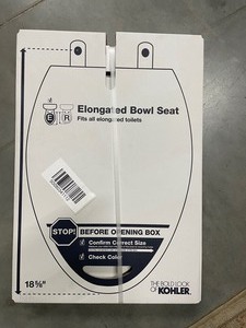 lot 58 image: New Kohler Highline Quiet-Close Elongated Closed Front Toilet Seat in White