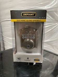 lot 64 image: Defiant Castle Satin Nickel Single Cylinder Electronic Keypad Deadbolt