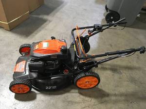 lot 9 image: YARDMAX 22 in. 201 cc SELECT PACE 6 Speed CVT High Wheel RWD 3-in-1 Gas Walk Behind Self Propelled Lawn Mower Dont stard    Customer Returns See Pictures