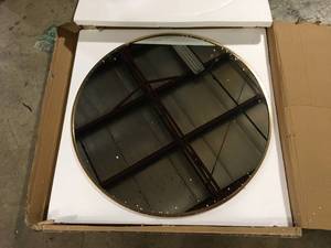 lot 42 image: NEUTYPE Medium Round Gold Shelves & Drawers Modern Mirror (32 in. H x 32 in. W)   Customer Returns See Pictures