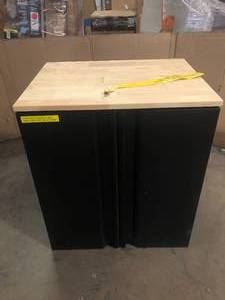lot 3 image: Husky Heavy Duty Welded 20-Gauge Steel 2-Door Garage Base Cabinet in Black (28 in. W x 32 in. H x 21.5 in. D)  Customer Returns See Pictures