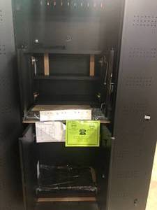 lot 5 image: Husky 3-Piece Regular Duty Welded Steel Garage Storage System in Black    Customer Returns See Pictures