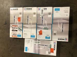 lot 12 image: Lot of MOEN Genta Single Hole Single-Handle Bathroom Faucet in Chrome  Customer Returns See Pictures