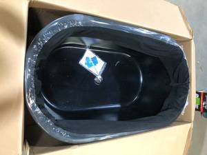 lot 21 image: 53.9 in. Fiberglass Flatbottom Freestanding Bathtub in Solid Matte Black Inside and Outside by AKDY  Customer Returns See Pictures