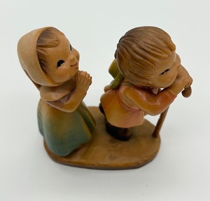 lot 113 image: ANRI Wood Carved Boy and Girl Figurine