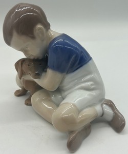 lot 331 image: Vintage Bing & Grndahl Porcelain Boy with Dachshund Dog Figurine #1951