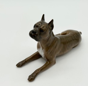 lot 216 image: Royal Copenhagen Boxer Dog Lying Porcelain Figurine #3635