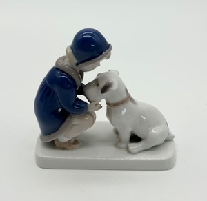 lot 219 image: Bing & Grndahl Little Girl with Dog Porcelain Figurine #2163