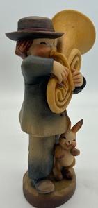 lot 244 image: Hand Carved Juan Ferrandiz Anri Tuba Boy Figurine