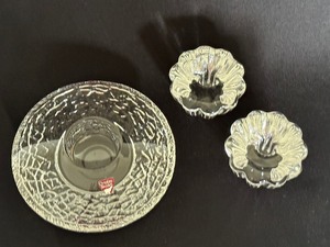 lot 107 image: Three Orrefor Crystal Candle Holders