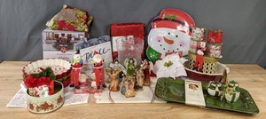 lot 114 image: Christmas Decor Paula Deen Rectangular Platter, Threshold Round Tablecloth, Huntington Home Tealight Centerpiece, & Much More K