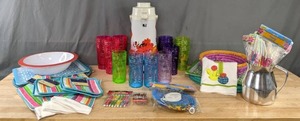 lot 100 image: Vintage Thermos Carafe, Placemats, Cups, & More K