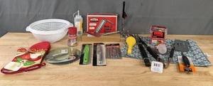 lot 115 image: NEW Assorted Kitchen Accessories and Gadgets The Home Store Oven Mitt, Bethany Houseware Manual Cookie Press, Nutcracker, & More K