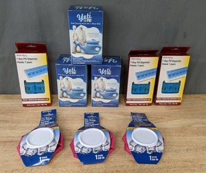 lot 103 image: NEW Assured 7 Day Pill Organizers, Yeti Pots, & Assured Pain Relief Ice Packs K