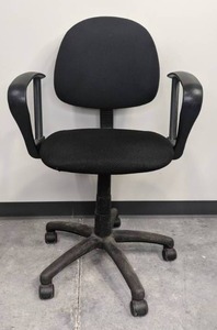 lot 151 image: Fabric Task Adjustable Swivel Office Chair with Loop Arms, Black G