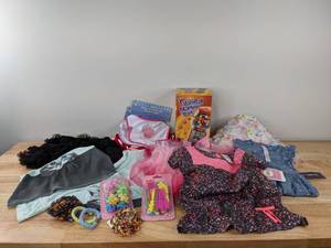 lot 166 image: NEW Circo, Hello Kitty, Cherokee, Toddler Clothes 2T-5T, Bibs, Barrettes, and Hair Pieces K