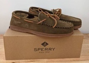 lot 20 image: NEW Sperry Mens Size 9 Trapper Moccasin Slippers, Cinnamon N