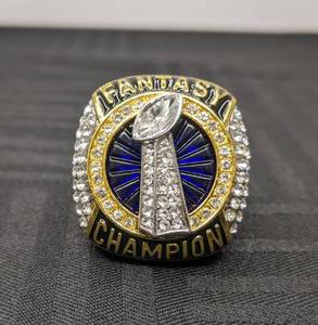 lot 19 image: Brand New Fantasy Football Championship Ring NFL Champion Blue Stone V