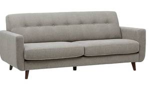 lot 2 image: Brand New Rivet Sloane Mid-Century Modern Style Pebble Grey Sofa Couch T