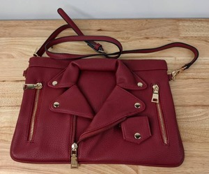 lot 57 image: NEW Unique Red Moto Jacket Design Shoulder Bag K