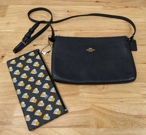 lot 10 image: NEW Coach Leather Crossbody Bag and Coach Zip Slim Pouch K