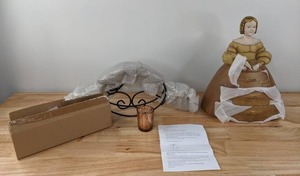 lot 176 image: NEW Glass LED Votive Holder and Victorian Girl Jewelry Box K