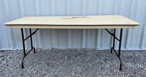 lot 84 image: Durable Beige Plastic Folding Table N