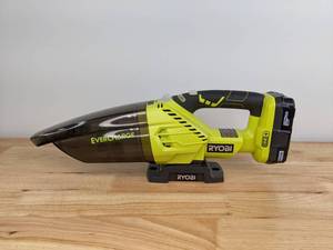 lot 25 image: Ryobi One 18V Lithium-Ion Cordless Evercharge Hand Vacuum with Charger   K