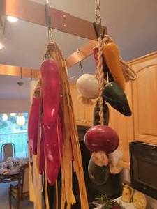 lot 36 image: Charming Strung Ceramic Vegetables