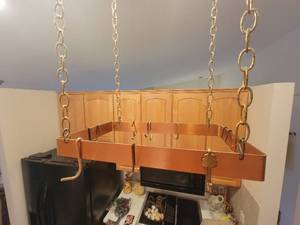 lot 10 image: Hung Copper Pot Rack