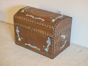 lot 63 image: Charming painted Marriage Chest