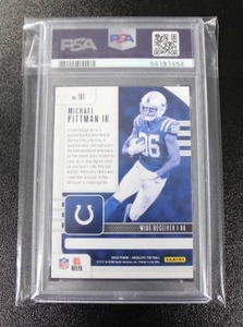 lot 5 image: 2020 Absolute Green Michael Pittman Jr #181 Rookie Card PSA 10