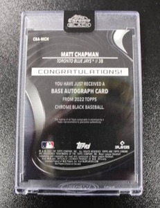 lot 24 image: 2022 Topps Chrome Black Matt Chapman Autograph #CBA-MCH 033150  Only 150 Exist