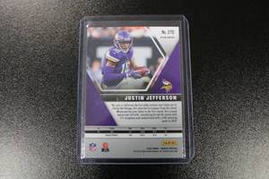 lot 72 image: 2020 Mosaic Blue Reactive Prizm Justin Jefferson #270 Rookie Card