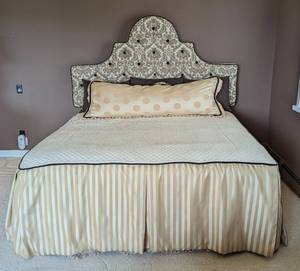 Gorgeous Custom Upholstered King Bed and Coordinating Linens