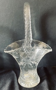 Two Vintage Etched Glass Baskets