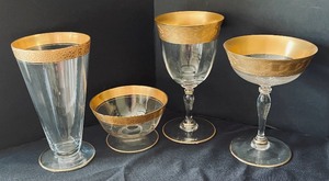 Vintage Gold Accented Stemware