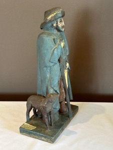 Antique Wooden Carving of a Saint from Cuba