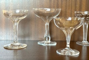 Five Vintage Art Deco Hollow Stem Champagne Glasses