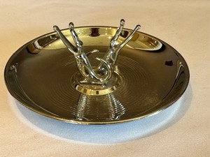 Vintage Pincherette Alligator Figurine Art Deco Chrome Ashtray
