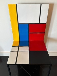 Piet Mondrian Style Color Block Contemporary Metal Chair