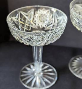 Seven CutPressed Holloware Champagne Glasses