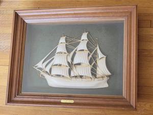 lot 32 image: Colonial Queen Tall Sailing Ship Shadowbox