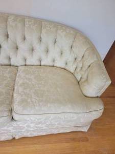 lot 23 image: Jacquard Cream Tufted Sofa & Ottoman