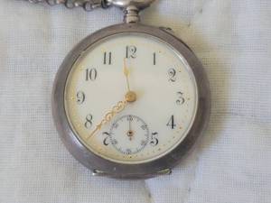 lot 19 image: 20s Era .800 Sterling Silver Case German Open Face Style Pocket Watch