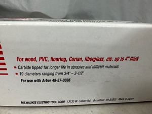 lot 22 image: New Milwaukee Carbide Tooth Hole Saw 1-14